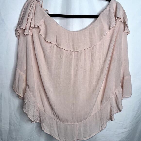 Free People Womens Size XL Intimately Pink Boho Ruffle Off Shoulder Strap Shirt - Picture 1 of 8